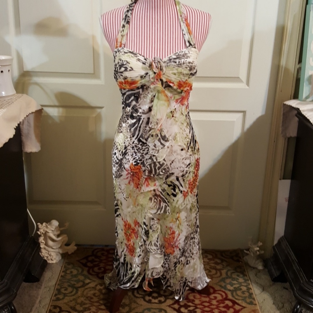 Diane Freis Silk, Backless, Embellished Dress. M/8